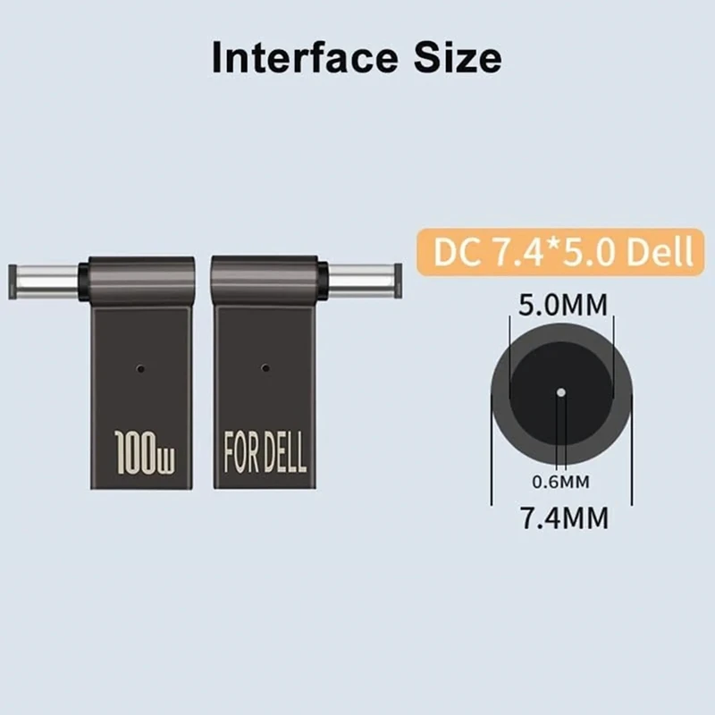 USB C To 7.4Mm Laptop Charging Adapter Female Type C To Male DC 7.4 X 5.0Mm Barrel Jack Plug Converter 100W PD Charger