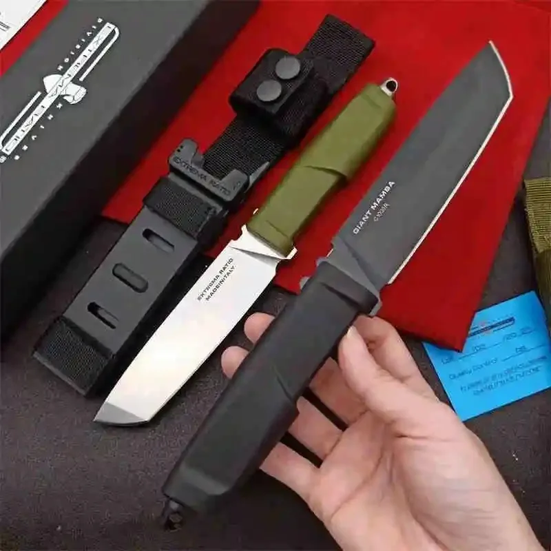 GIANT MAMBA Outdoor Fixed Blade Integrated Tactical Knife N690 Tool material 58-60HRC hardness nylon fiberglass sheath EDC  tool