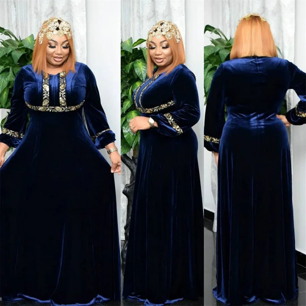 

Velvet African Dresses for Women Autumn Winter Warm Maxi Evening Dress Dashiki Ankara Boubou Gown Africa Clothing Kaftan Abaya