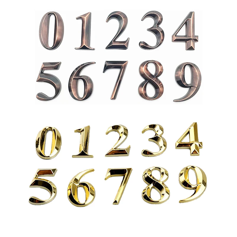 10Pc Gate Digits 0 To 9 Number Tag Numeral Door Plaque House Drawer Sign Plating Hotel Home Sticker Address Door Label