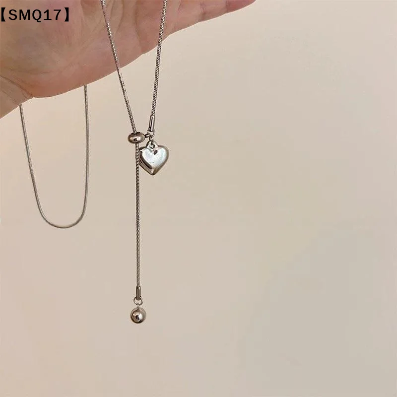 New Trend Heart Pendant Drawstring Necklace For Women Korean Fashion Long Adjustable Sweater Aesthetic Jewelry Accessories【SMQ】