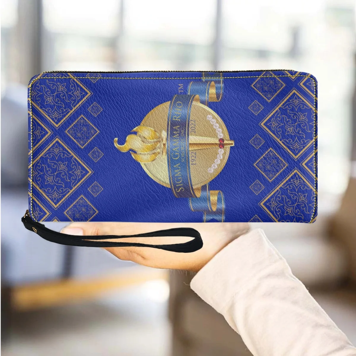 

Sigma Gamma Rho Brand Design Leather Wristband Women Wallet New Long Zipper Fashion Coin Purse Luxury Card Holder Female Gift