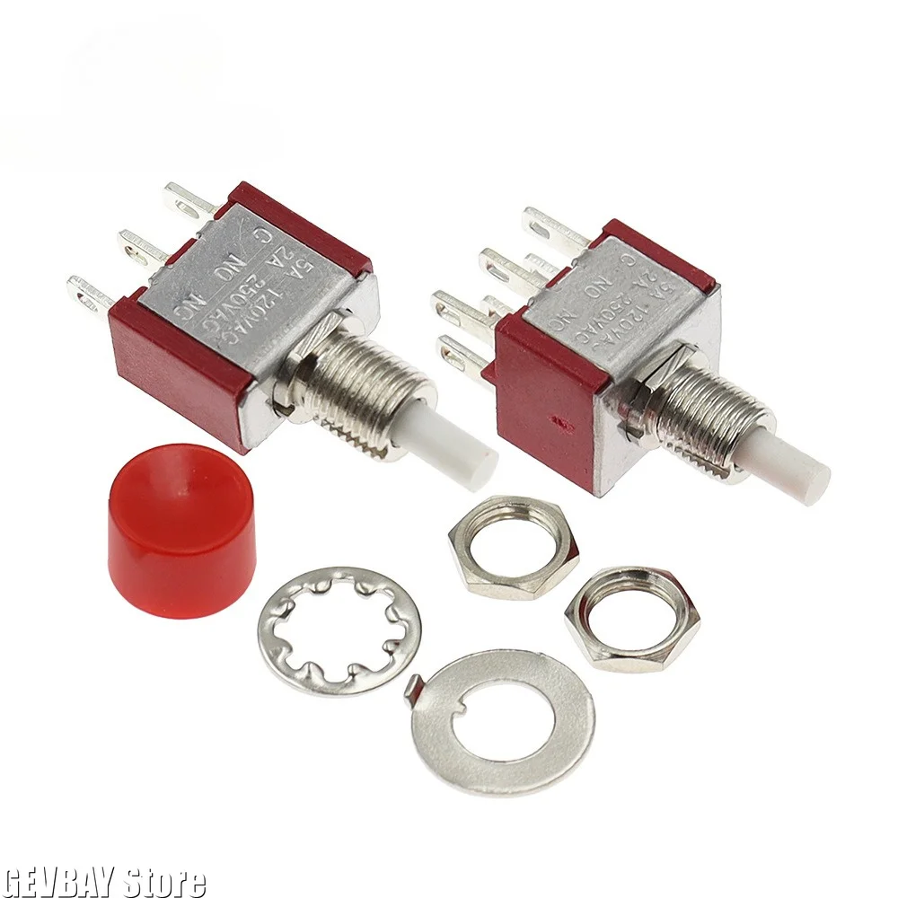 5pcs 3Pin C-NO-NC 6MM Mini Momentary Automatic Return Push Button Switch ON-(ON) 2A 250VAC/5A 120VAC