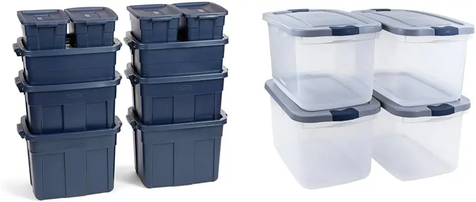 

Roughneck Variety Pack Storage Totes, Durable Stackable Storage Containers & Roughneck Clear 66 Qt/16.5 Gal Storage Containers