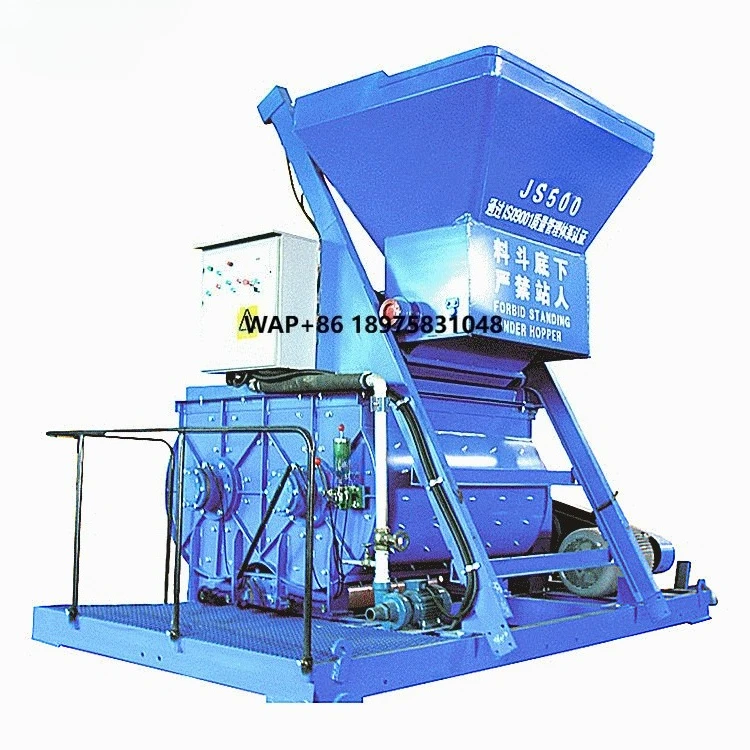 JS500 cement concrete mixer is independently produced and widely in the main configuration of concrete mixing plants