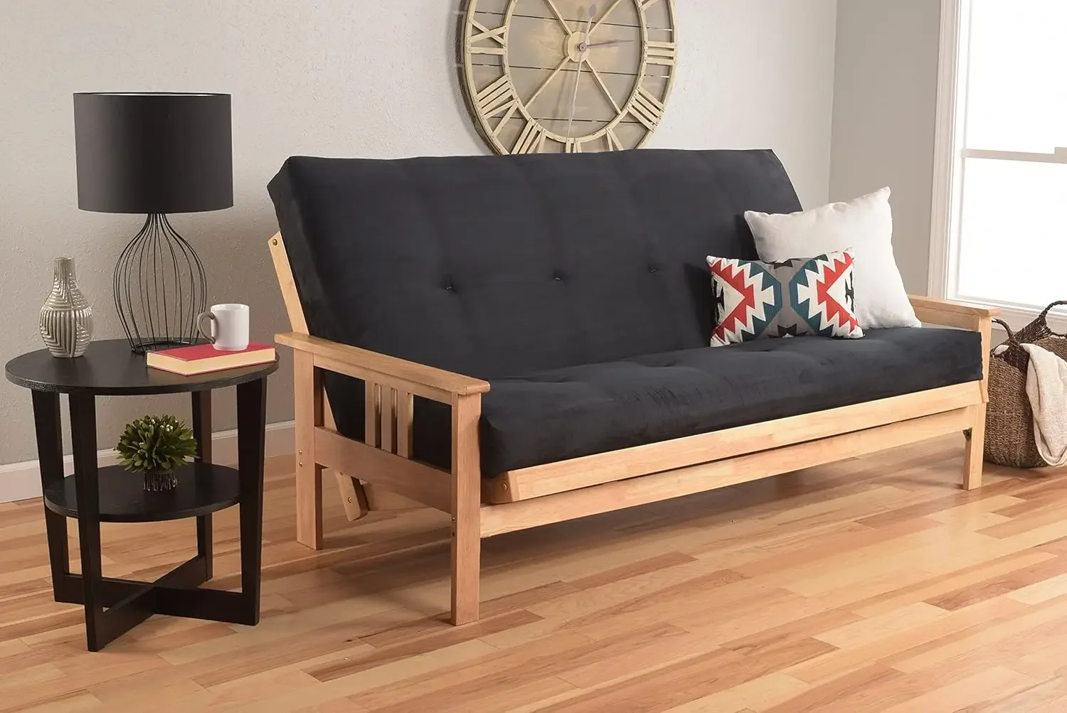 Juego de colchón y estructura SOLO Futón de madera Estilo brazos Monterey Sofá cama Funda de colchón con resorte interior Opciones Compre futones