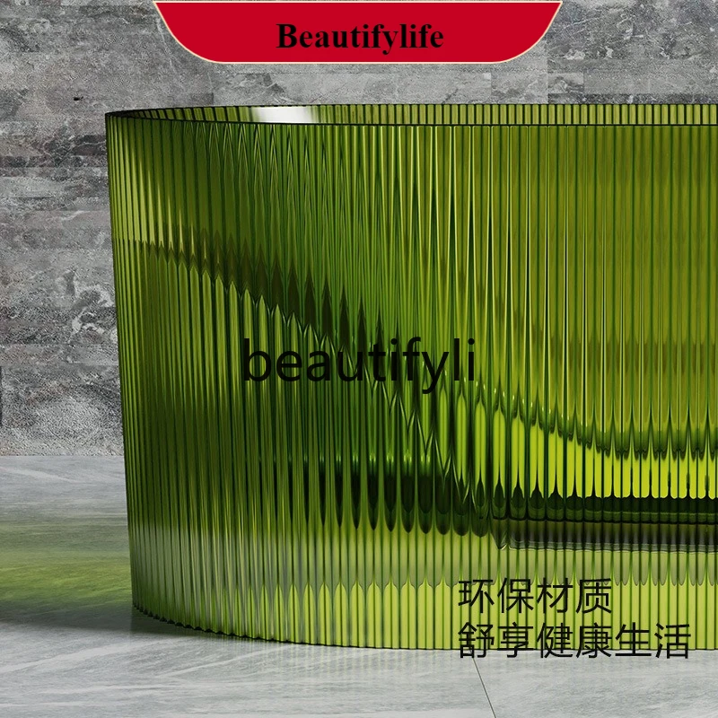 

F56 Transparent Resin Bathtub Home Hotel Homestay Independent Vertical Stripe Crystal Oval
