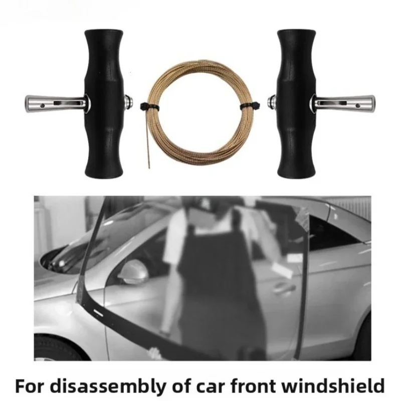 1set Car Front Windshield Installation and Removal Kit - Wire Saw Glass Remover Hand-Pulled Steel Wire Auto Repair Tool