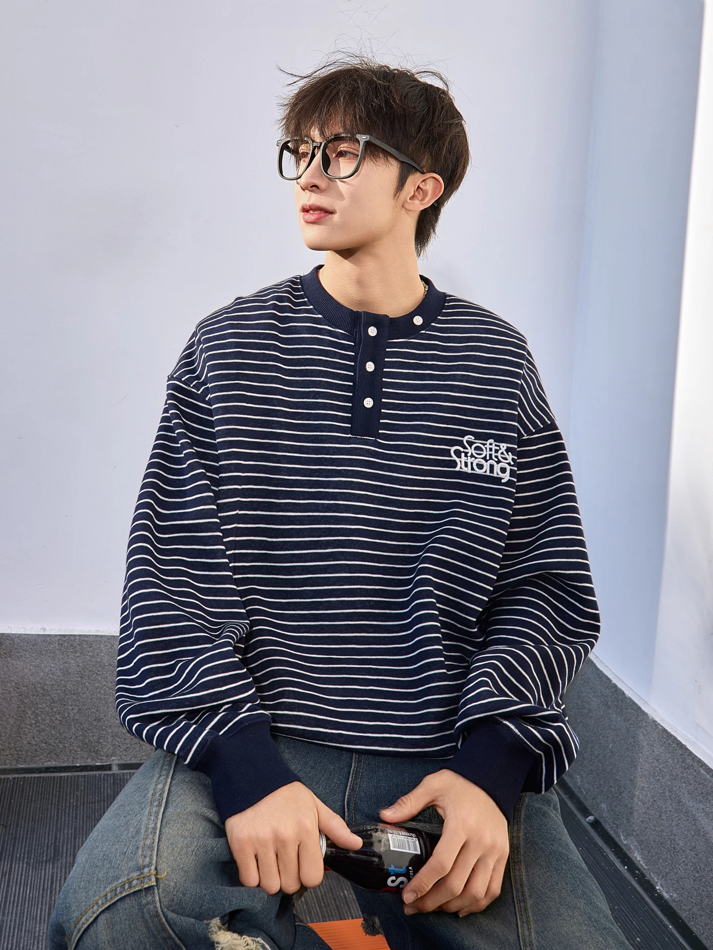casual-stripe-round-neck-long-sleeve-sweatshirt-for-boys-spring-new-arrival-comfortable-loose-fit-mixed-fabric-children's-wear
