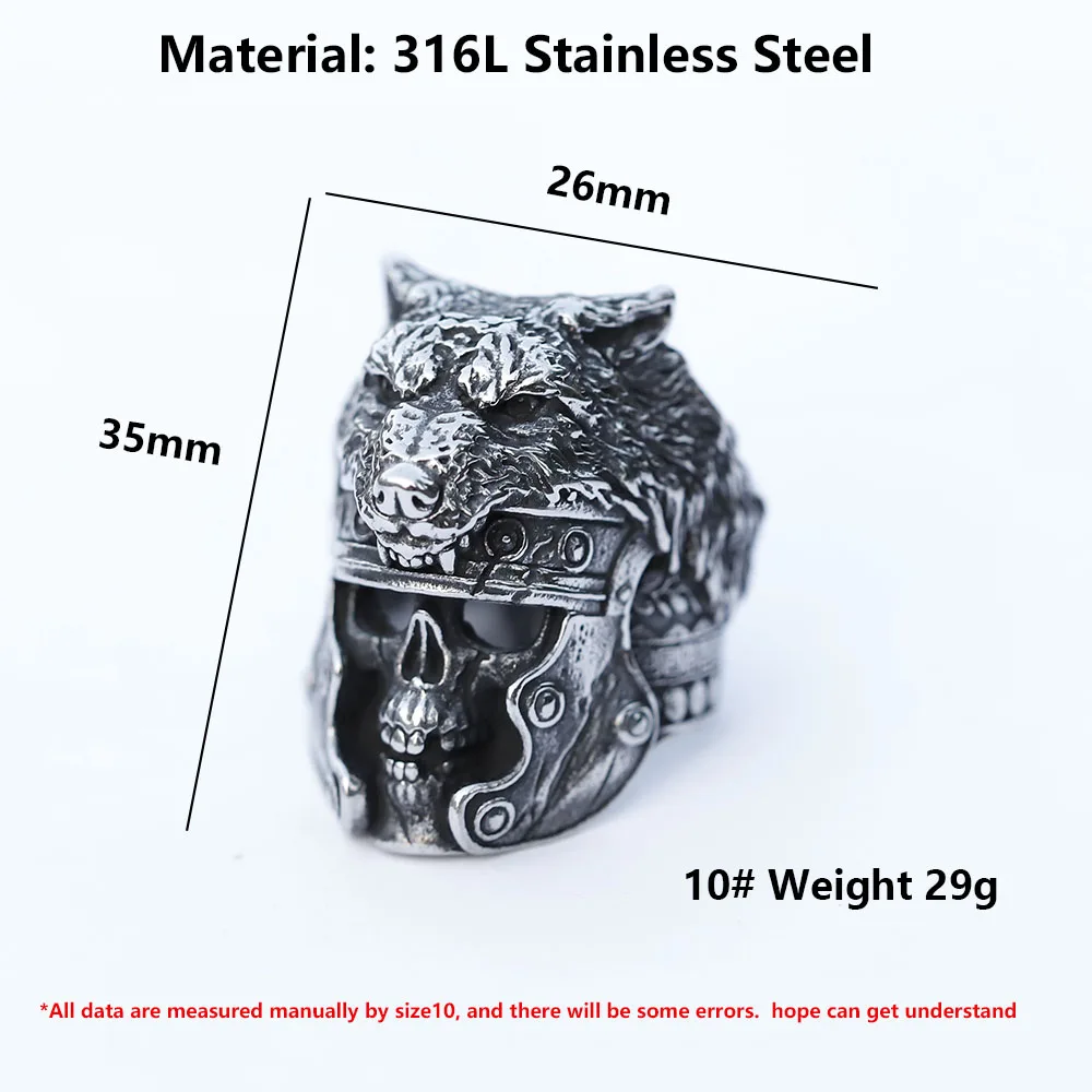 2022 NEW Men\'s 316L stainless-steel rings Vintage wolf and skull viking ring gothic high-quality Jewelry Gifts free shipping