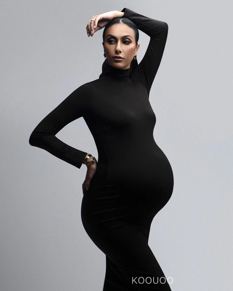 black bodycon dress maternity shoot Black Ribbed Sleeveless Lettuce Hem Maternity Dress