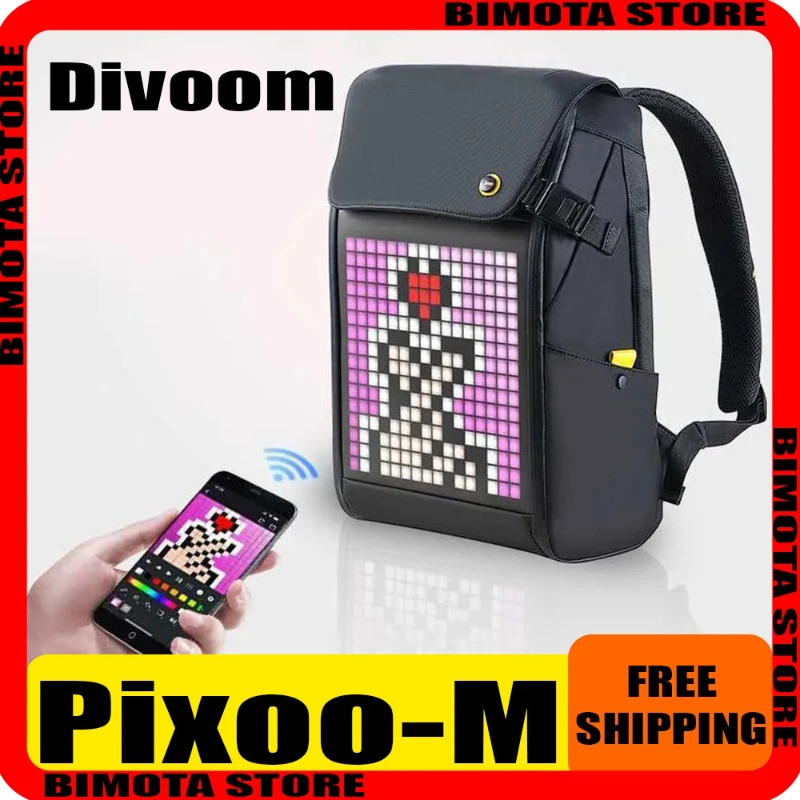 

Divoom Pixoo-M Pixel Bag Men's 15 Inch Computer Backpack LED Screen Waterproof Backpack Cycling Large Capacity Travel Backpack