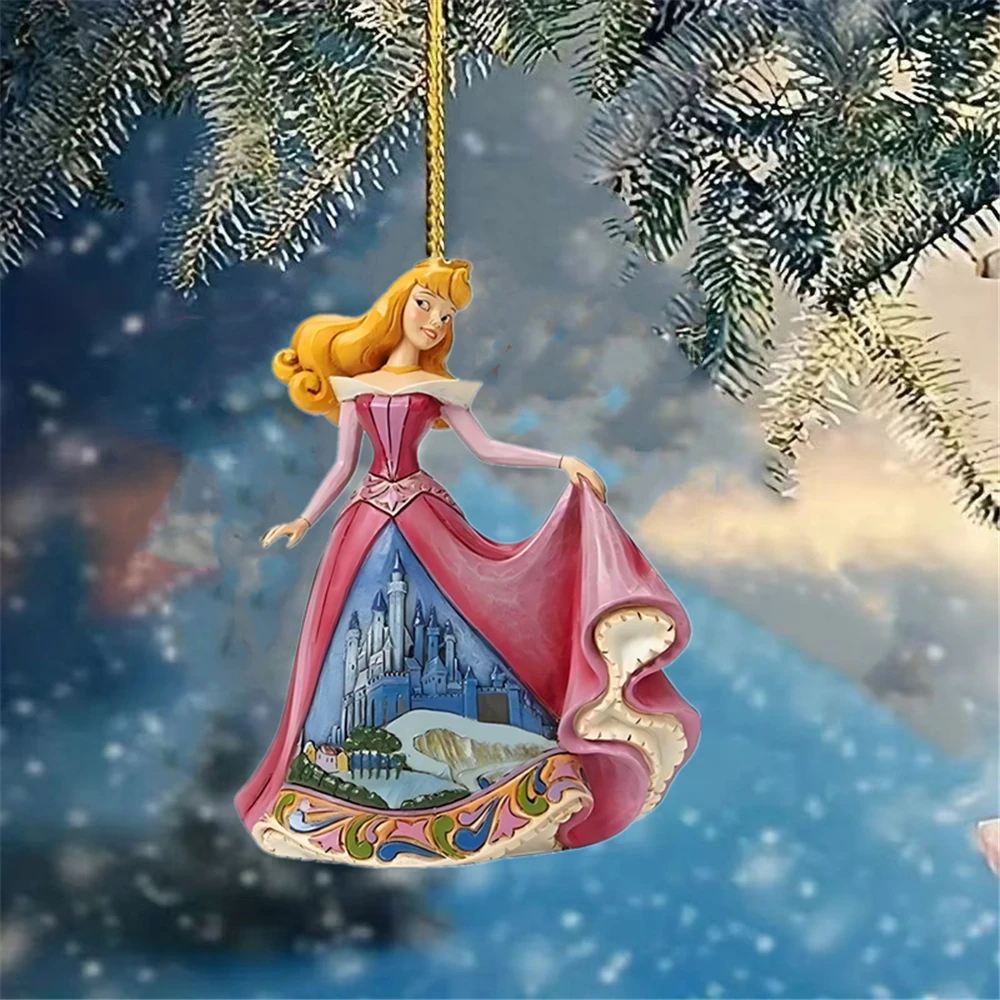 Sleeping Beauty Princess Acrylic Decoration Christmas Tree Cartoon Stone Craft Pendant Holiday Party Scene Decoration 6X4cm 1Pcs