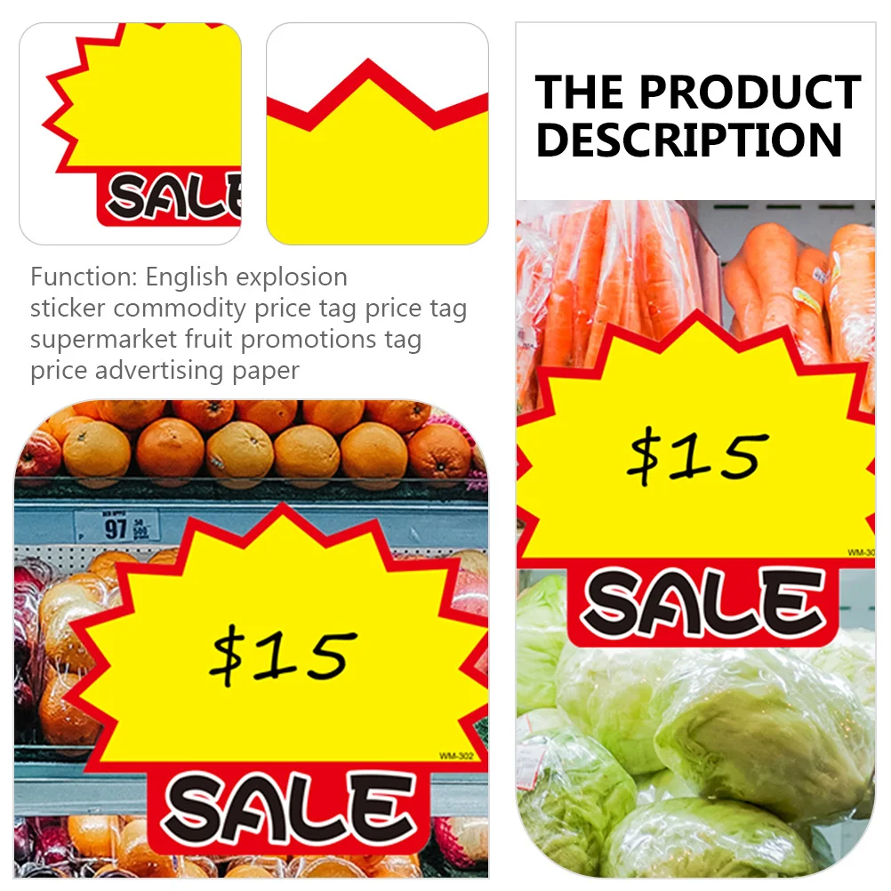 

50Pcs Price Tags Commodity Price Signs for Advertising Stickers Promotional Labels Retail Display Effective Visibility