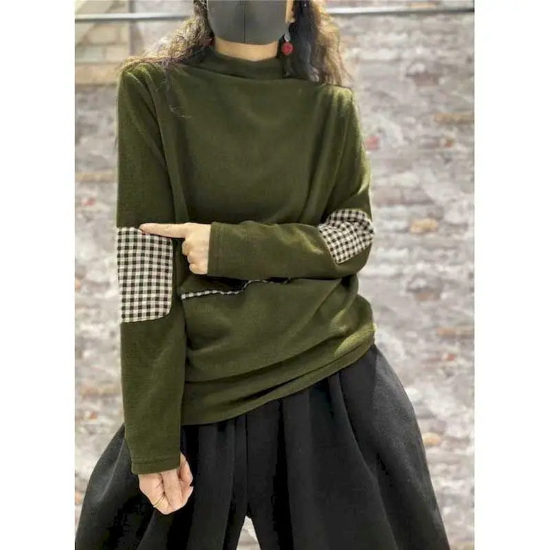 

Half Turtleneck Pullovers Women Plush Bottoming Shirt Autumn Winter Fashion Top Korean Long-sleeved T-shirt Aesthetic Clothes