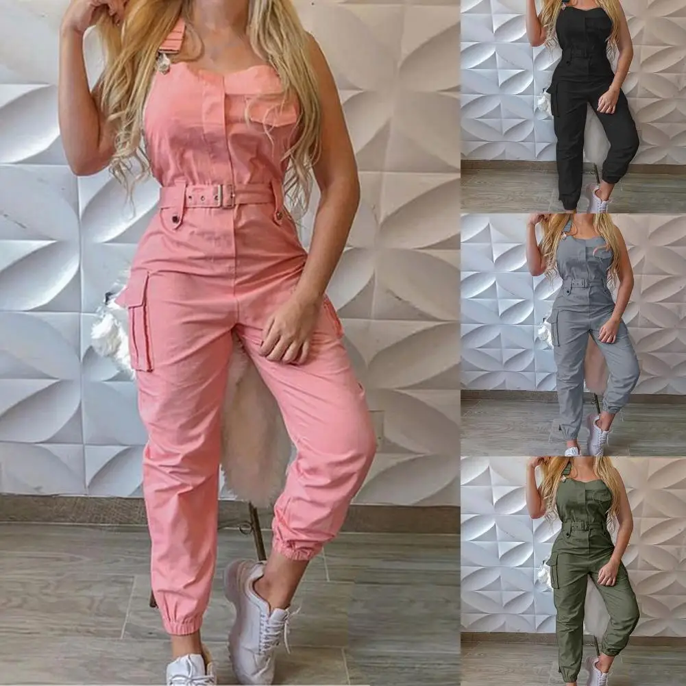 Stylish Women Jumpsuit Polyester Sleeveless 5 Colors Halter Ankle Banded Jumpsuit Playsuit  Playsuit Skin-friendly