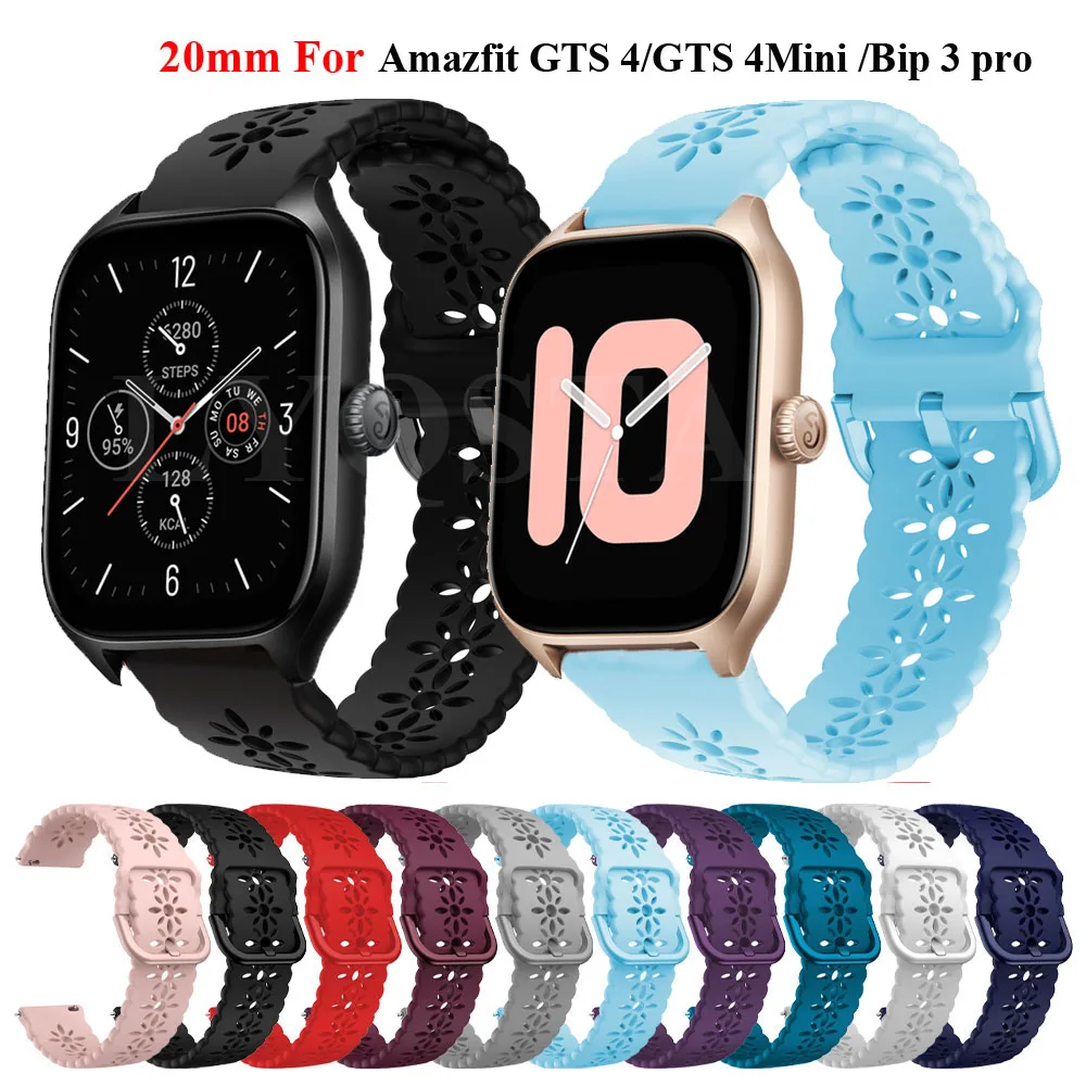 Cinturino da polso Smartwatch sostitutivo da 20mm per Huami Amazfit GTS 4 Mini/2e/3/GTR cinturino in Silicone da 42mm per Amazfit Bip 3/U Pro/S
