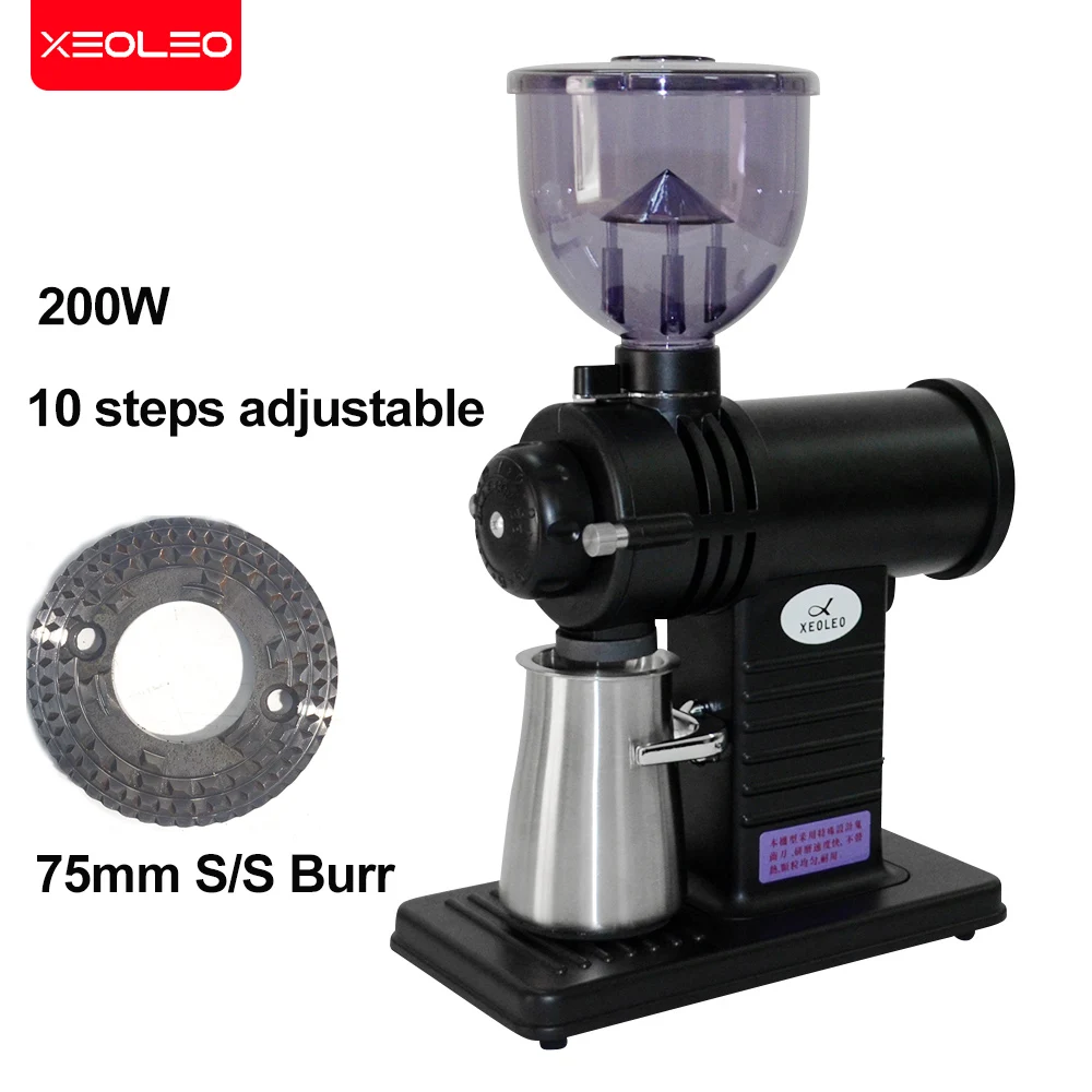 Xeoleo-molinillo de café eléctrico, 75mm, rebaba fantasma, 200W, rebaba de dientes fantasma, molinillo de café para el hogar, máquina de café expreso Miller