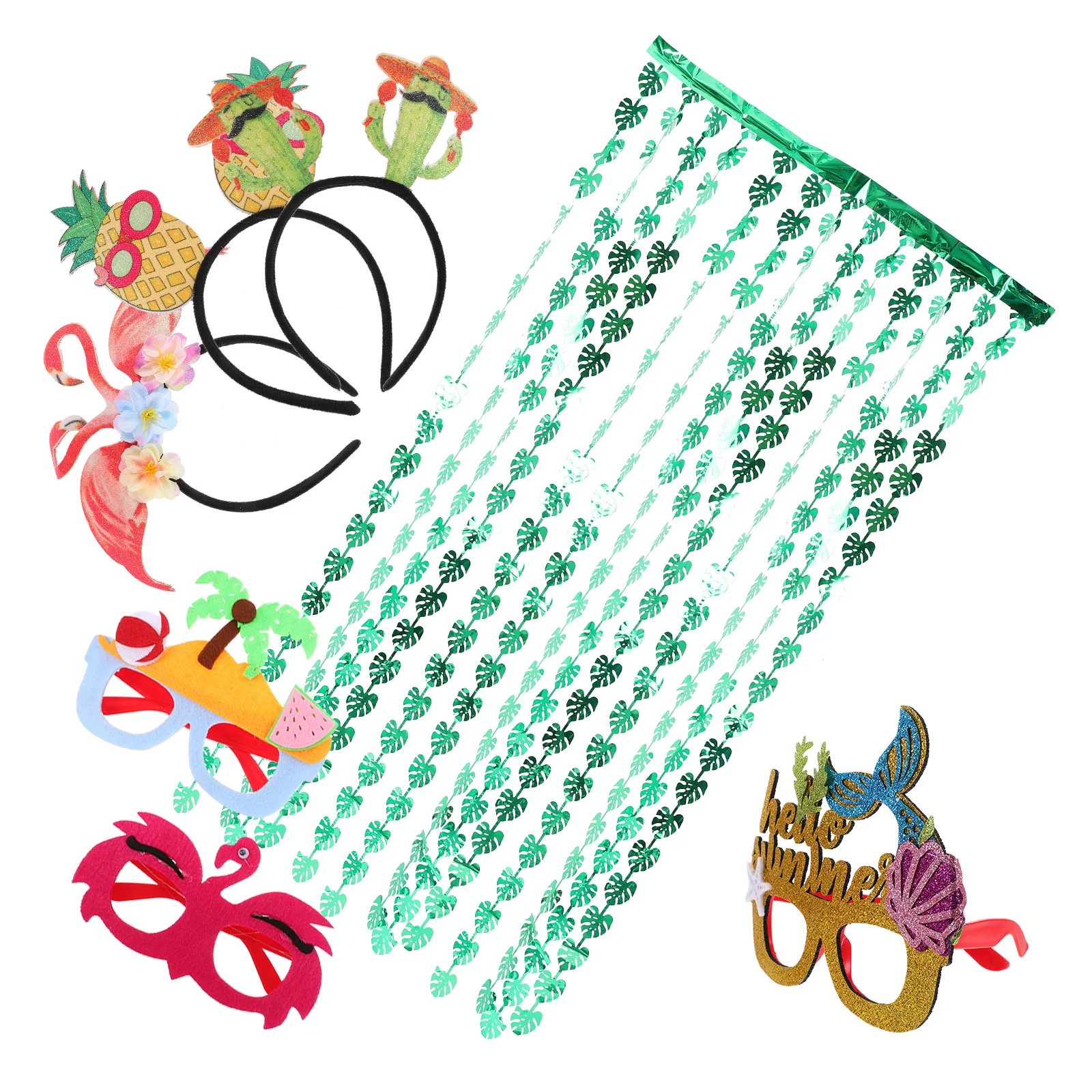 

Hawaiian Party Decorations Lightweight Eyeglasses Hairb s Fringe Curtain Photo Props Novelty Backdrop Sunglasses Beach