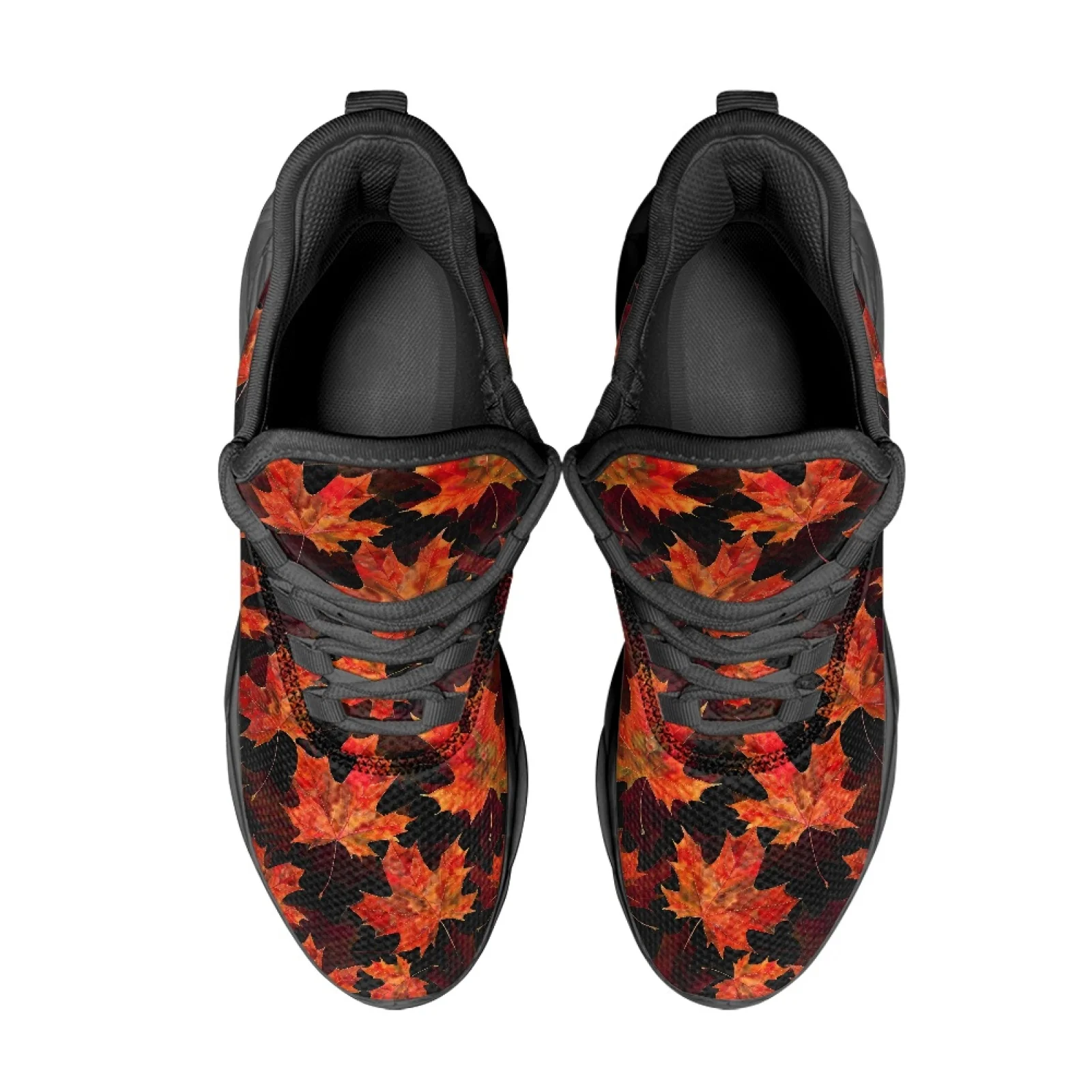 PENSTROLL PENSTROLL Autumn Maple Leaf Print Lace-Up Running Shoes, Lightweight Non Slip Athletic Footwear for All Season Men