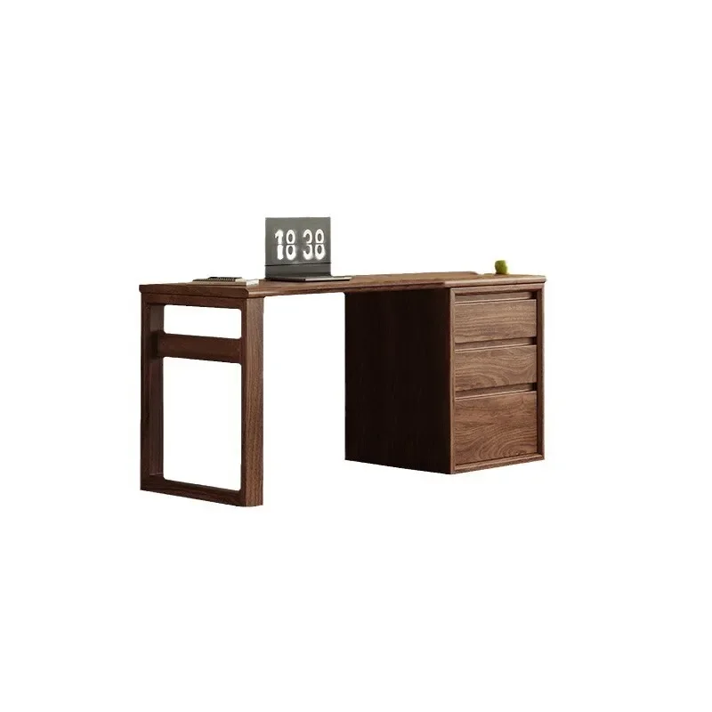 Solid Wood Walnut Computer Desk Integrated Office Writing