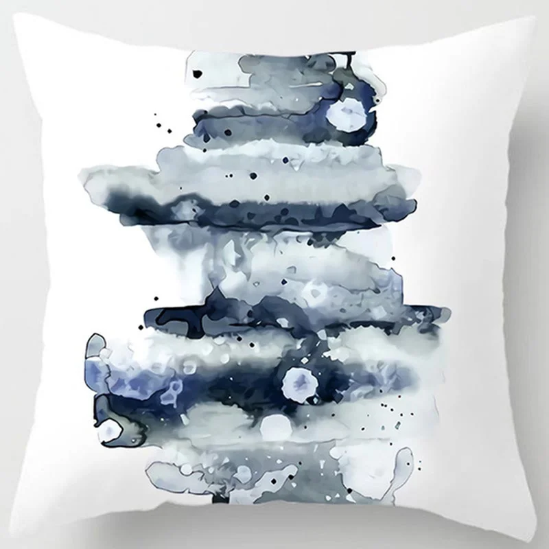 Blue tone style printed square pillowcase car sofa cushion cover decorative pillow home decoration bohemian pillow cover