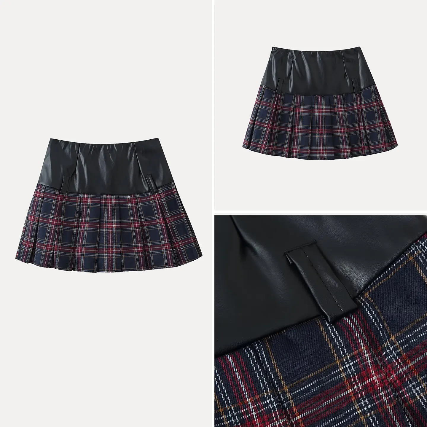 

Fashionable High Waist Plaid Patchwork Skirt Women's Spring Summer Autumn Midi Skirt Simple Personality Matching Grid Design