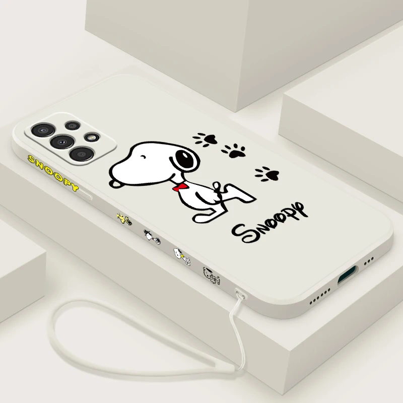 Cartoon S-SnoopyS For Samsung A72 A54 A53 A52 A42 A34 A32 A25 A24 A23 A22 A15 A14 A13 A12 Liquid Left Rope Phone Case