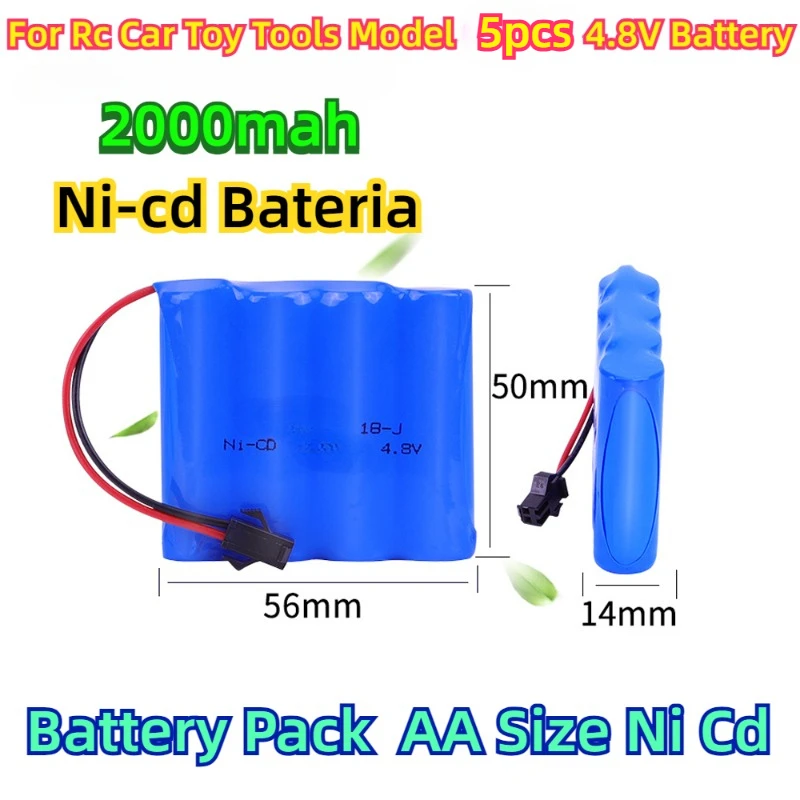 

For Rc Car Toy Tools Model 5pcs 4.8V Battery 2000mah Ni-cd Bateria Ni Cd Battery Pilas Recargables Battery Pack AA Size Ni Cd