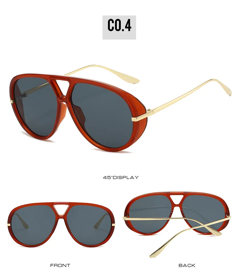 Mode Pilot frauen Sonnenbrille Neue Übergroßen Punk Marke Designer Sonnenbrille Trendy Street Metall Doppel Brücke Shades Brillen – Detail 9