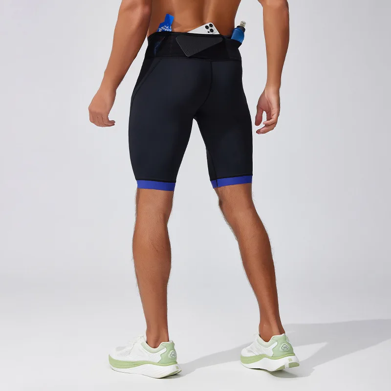 Medias de secado rápido de 5 pulgadas para hombre, pantalones cortos de compresión para entrenamiento deportivo de cintura alta, gimnasio, con bolsillo en la cintura, para verano, maratón, Trail Running