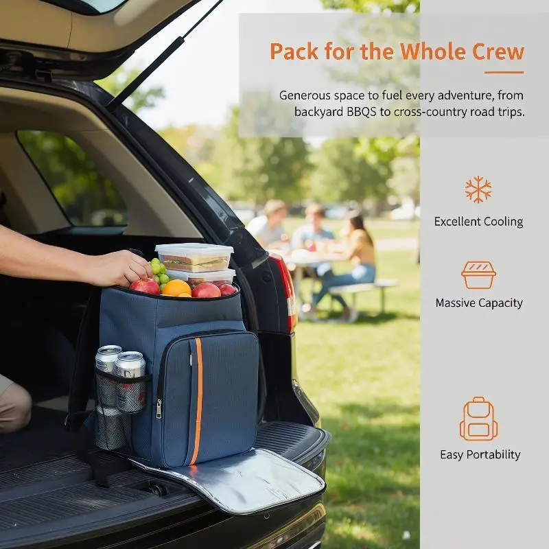 Nouveau Sac à Dos Isotherme Anti-Fuite 2026 Grande Capacité Imperméable pour Camping, Pique-Nique, Randonnée, Livraison de Repas et Travail