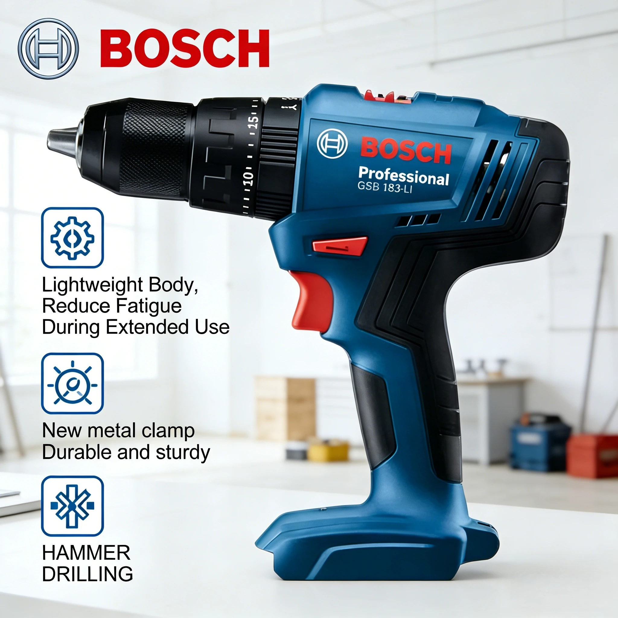 Power Drill Cordless - Bosch Electric Drill GSB183-LI Screwdriver Cordless