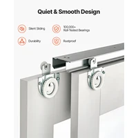 SucceBuy Sliding Closet Door 48/60/72 in x 80 in 5-Lite Frosted Glass with Hardware Kit & Floor Guide PVC Surface for Closets 5