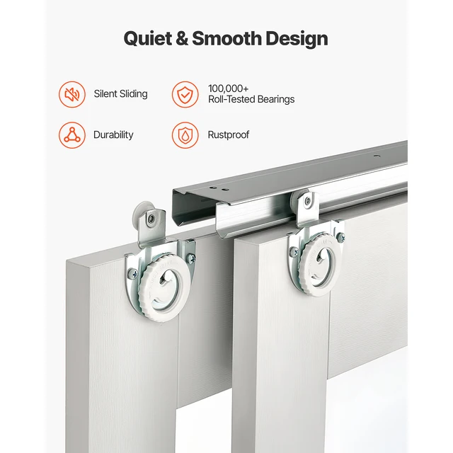 SucceBuy Sliding Closet Door 48/60/72 in x 80 in 5-Lite Frosted Glass with Hardware Kit & Floor Guide PVC Surface for Closets 5 SucceBuy Sliding Closet Door 48/60/72 in x 80 in 5-Lite Frosted Glass with Hardware Kit & Floor Guide PVC Surface for Closets 5