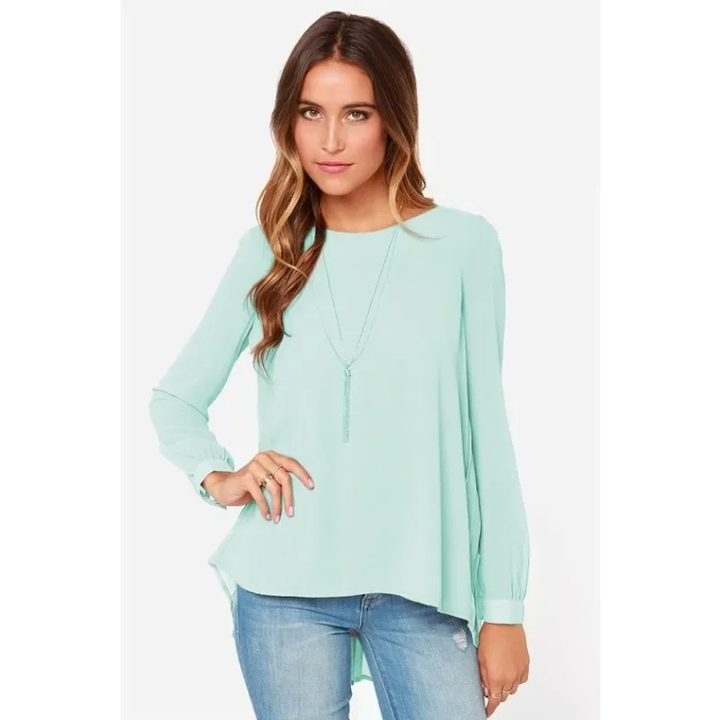 Large size 5XL blouse long-sleeved V-neck elegant ladies chiffon shirt top fashion office work shirt