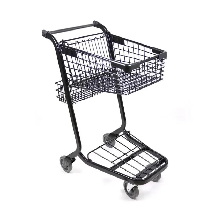 Carro de estilo americano, carrito de compras pequeño con cesta individual de 45 L para supermercados, comestibles