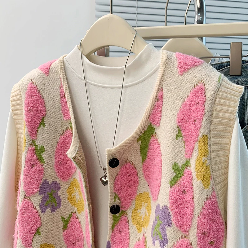 Faionable Herbst Winter Offene Strickjacke Weste Svel Gestickte Lose Dünne Sle Koreanische Sle Ci Pendeln Damen Pullover