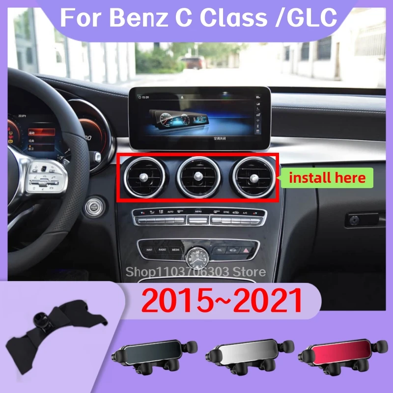 

Car Phone Holder For Benz C Class GLC 2015 2016-2021 Gravity Air Vent Phone Mount Universal Shockproof Stand Car Accessories