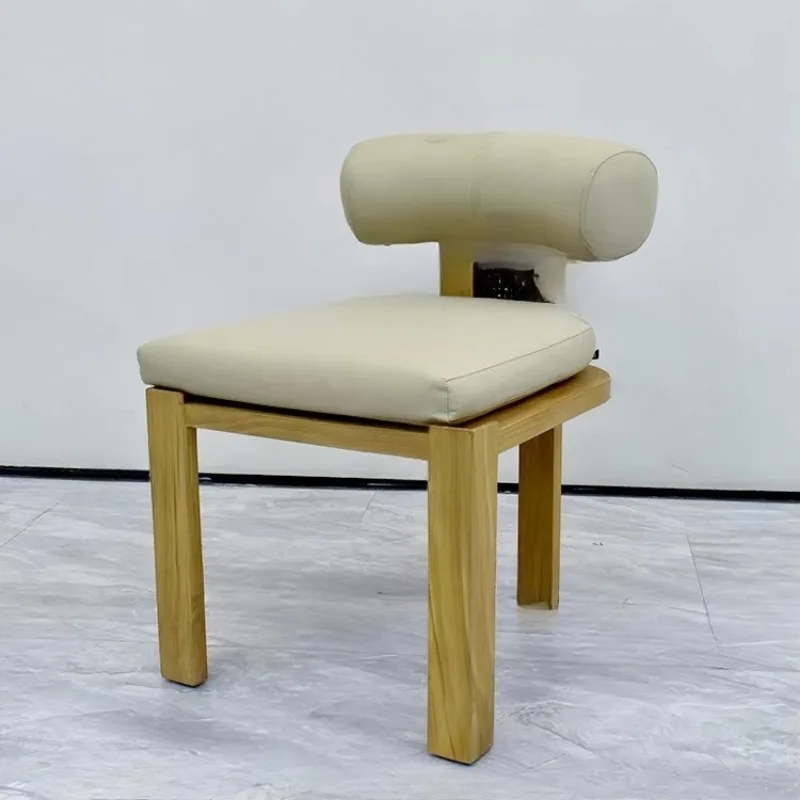 with upholstered backrest for patio and garden use Simple wooden outdoor chair