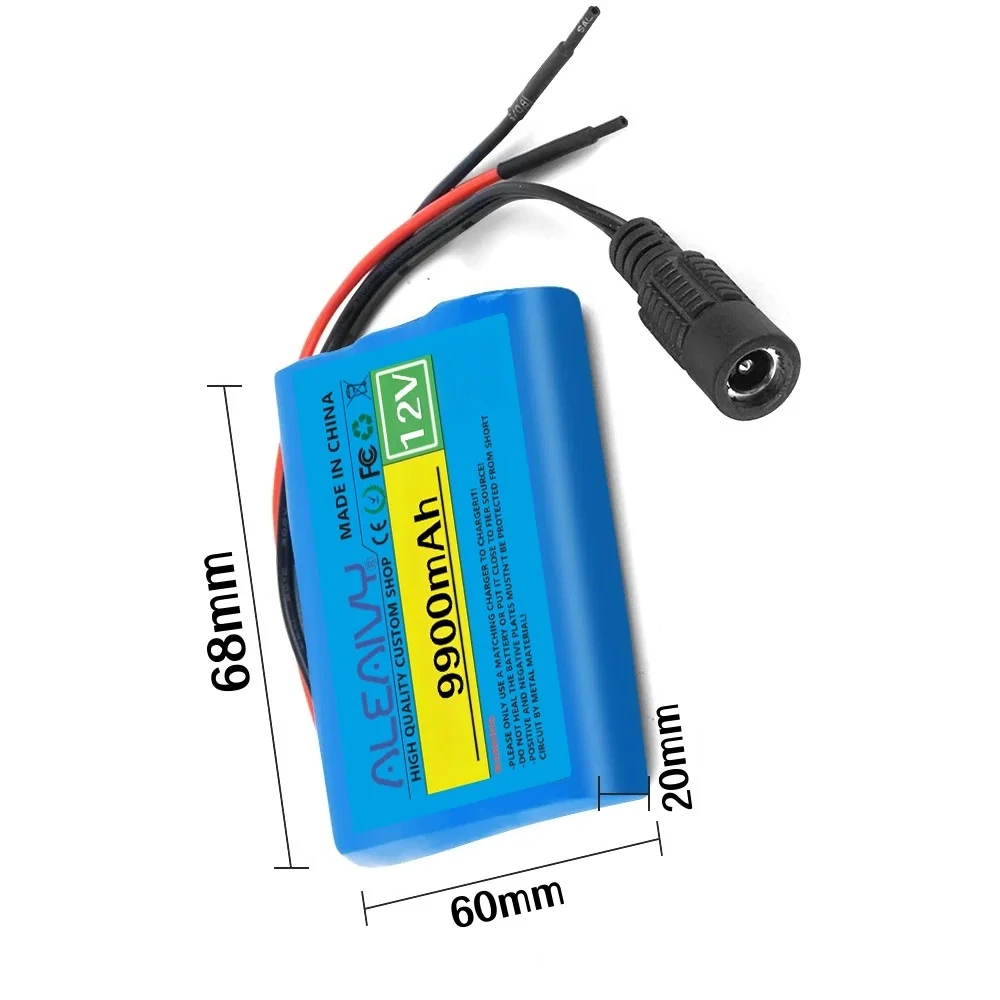 Akumulator litowo-jonowy 18650, 3S1P, 12V, 9900mAh, przenośny, ładowalny, oryginalny, nowy + ładowarka 12.6V do wzmacniacza audio CCTV