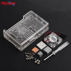 Caso transparente com dissipador de calor, ventoinha para raspberry pi 3b 3b +