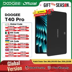 DOOGEE T40 프로 태블릿, 초박형, 12 인치 IPS, 2.4K, 20GB(8 + 12), 512GB, 안드로이드 14, Helio G99, 6nm, 10800mAh, 18W 충전, 7.6mm, 월드 프리미어