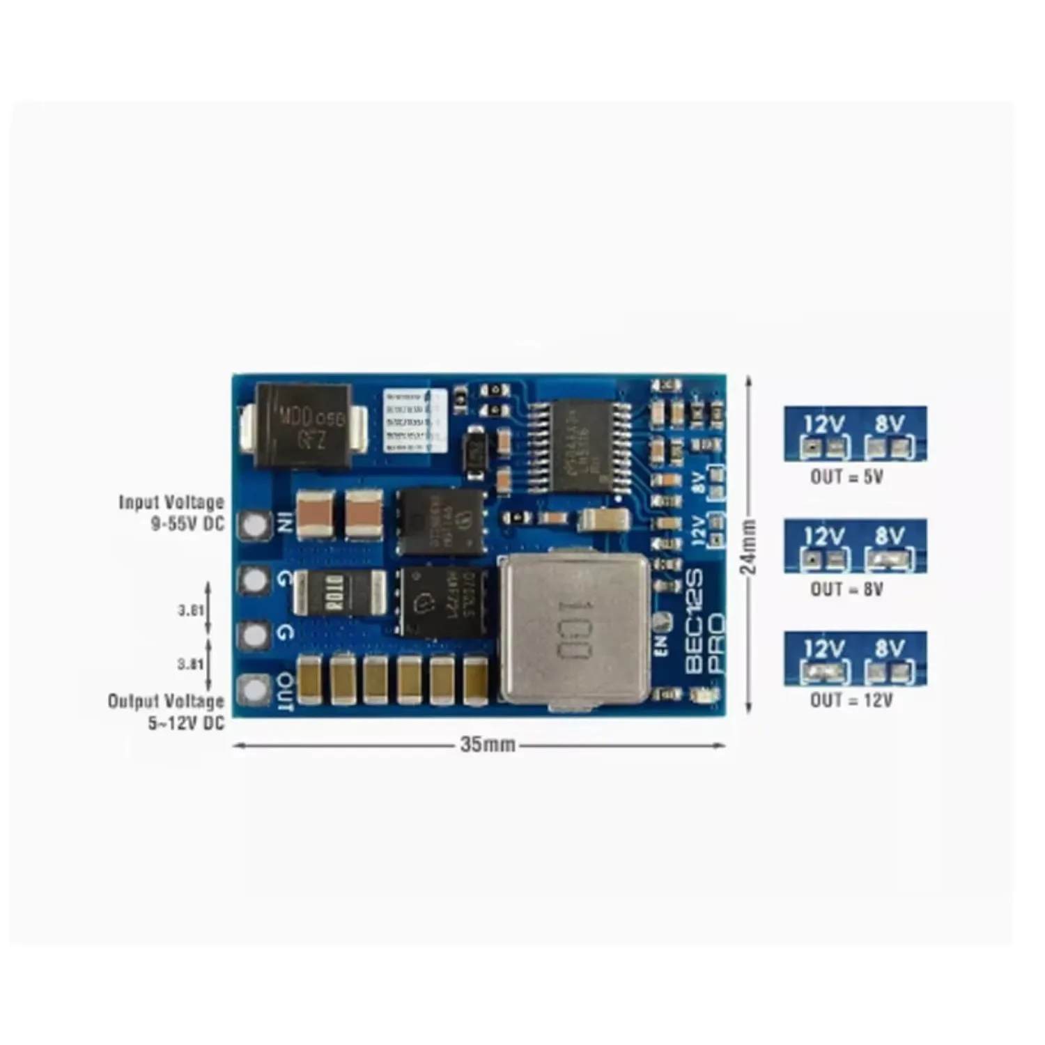 ToPssHigh-Efficiency BEC Voltage Regulator Module Compatible With MATEK 12S-PRO For RC Drones And FPV Aircraft 9V-55V Input