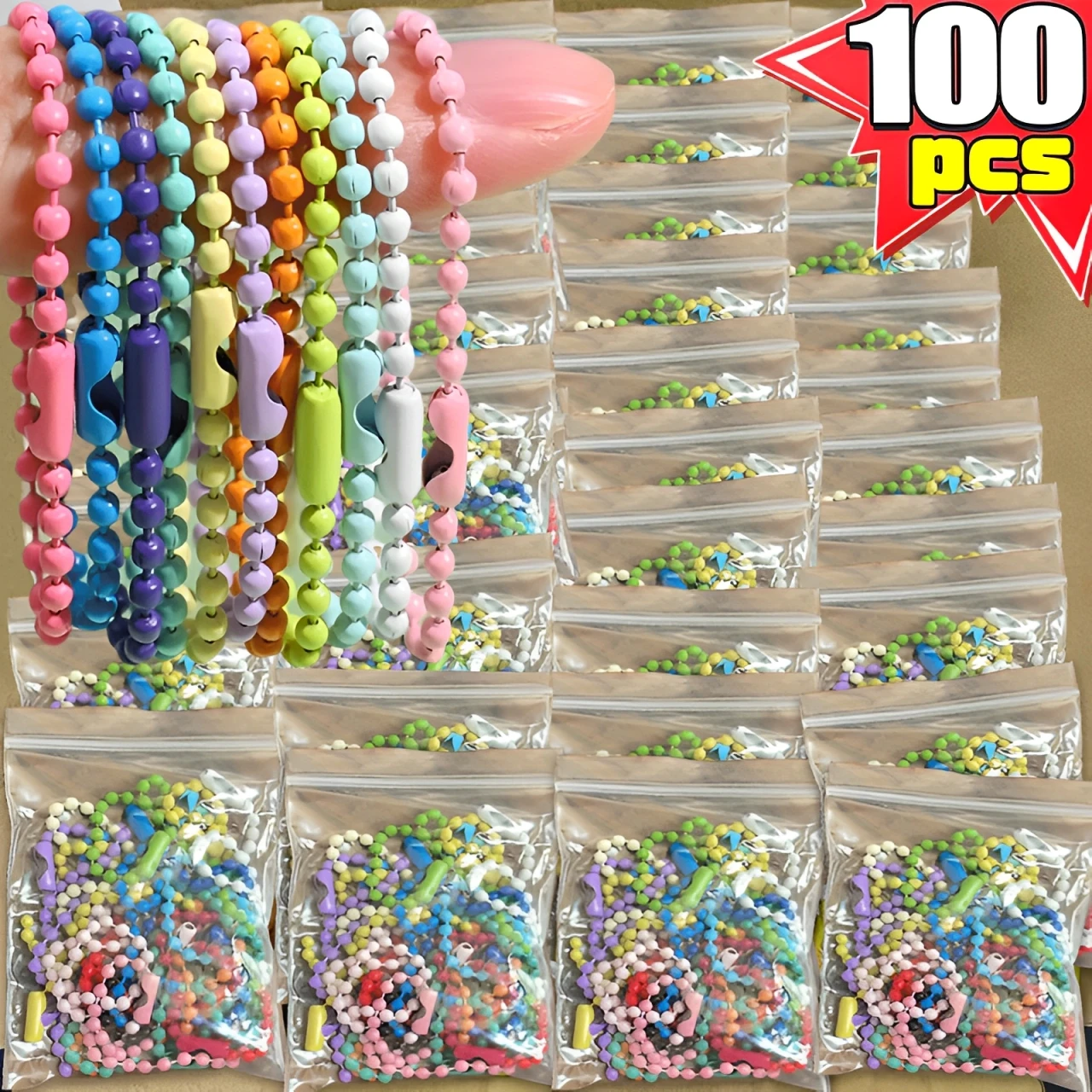 10/20/50/100pcs Ball Bead Chains Fits Key Chain/Dolls/Label Hand Tag Connector For DIY Bracelet Jewelry Making 12cm 2035