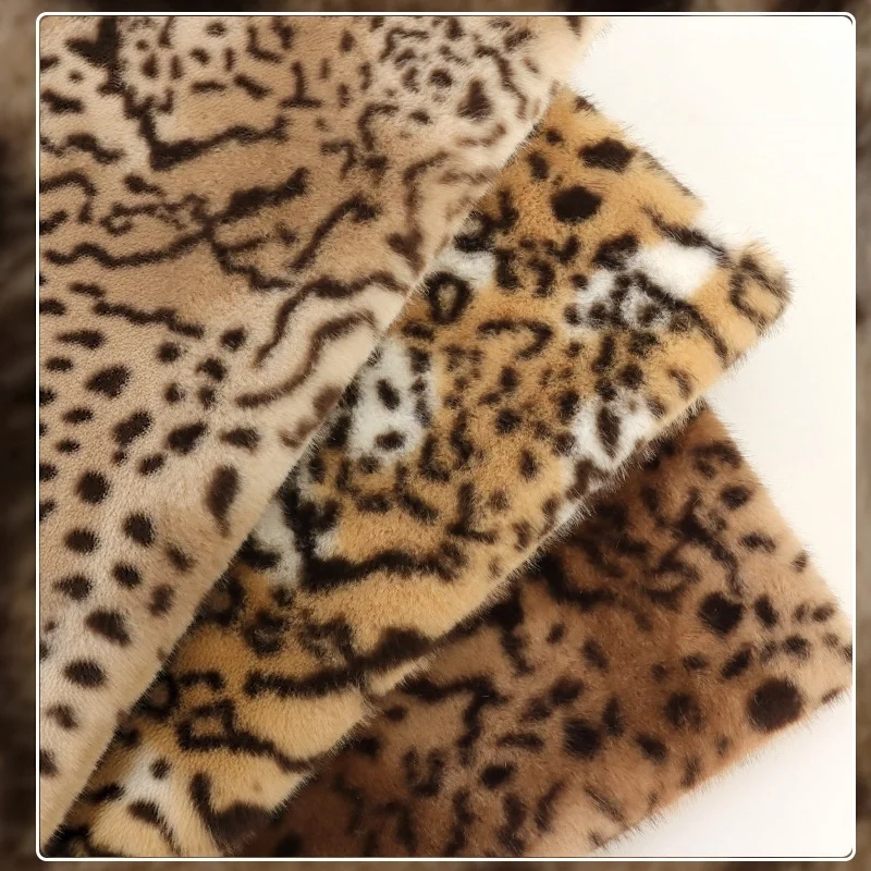 Imitation Mink Fur Fabric Leopard Print DIY Sewing Materials Faux Mink Fur Fabric For Home Decor Cushion Coat Slippers 1X1.6M