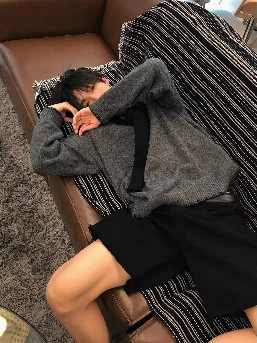 

Корейский вязаный свитер-двойка с воротником-стойкой, осенне-зимний, теплый, повседневный, модный, для студентов