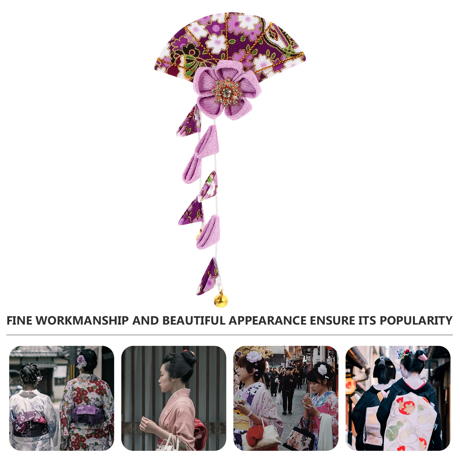 

Tassel Hair Accessories Cherry Flower Hairpin Kimono Yukata Japanese Style Wedding Hair Clip Lightweight Portable