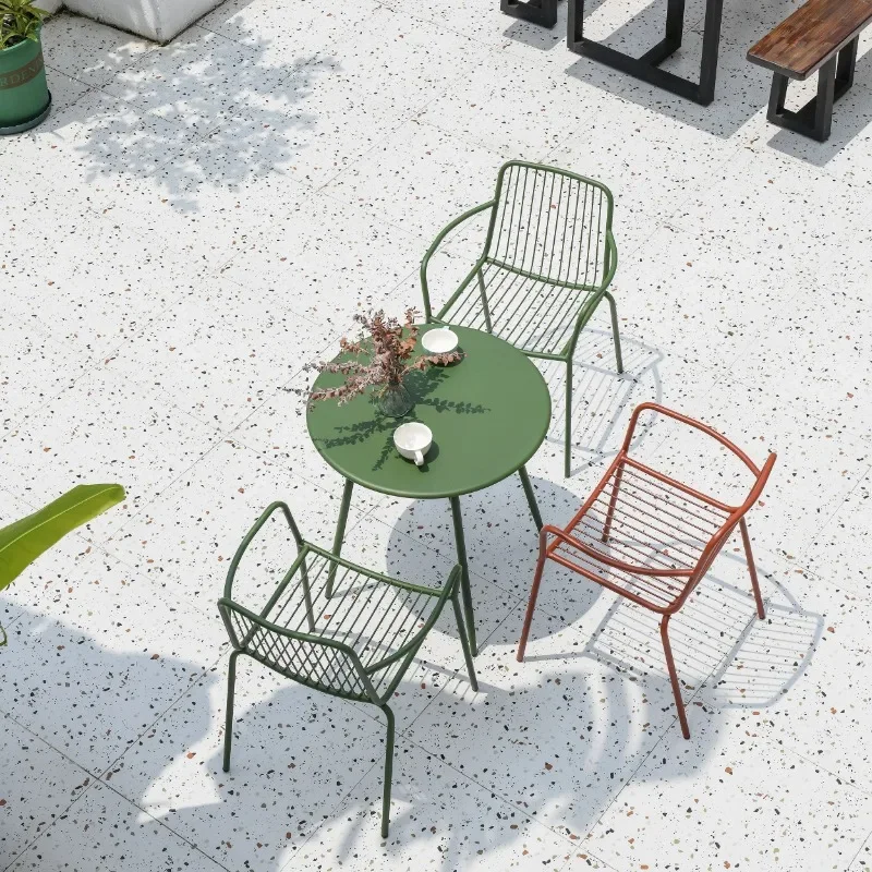 

Outdoor Desk-Chair Iron Coffee Outdoor Table and Chair Combination Balcony Garden Courtyard Terrace Leisure Simple Furniture