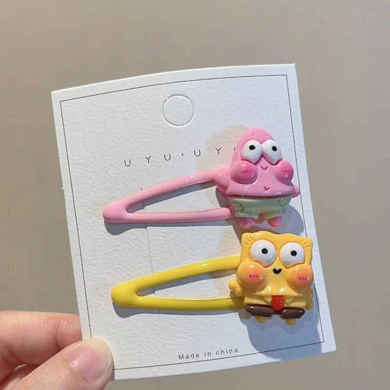 SpongeBob Patrick Star Hairpin Hair Rope Cartoon Anime Hair Clip Girl Hairband Bb Clips Kawaii Hair Accessories Kid Headwear